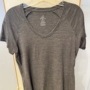 Woolx Charcoal V-Neck Short Sleeve Tee